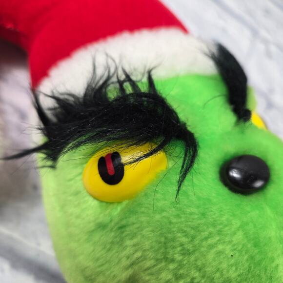 Vintage 1983 Coleco Dr Suess Santa Grinch Plush with Bushy Eyebrows Hard Eyes - Picture 6 of 16